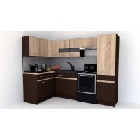 Bucatarie de Colt GENA NEW 2 ST. 140-250, Fara Corp de Cuptor, Wenge / Stejar Sonoma